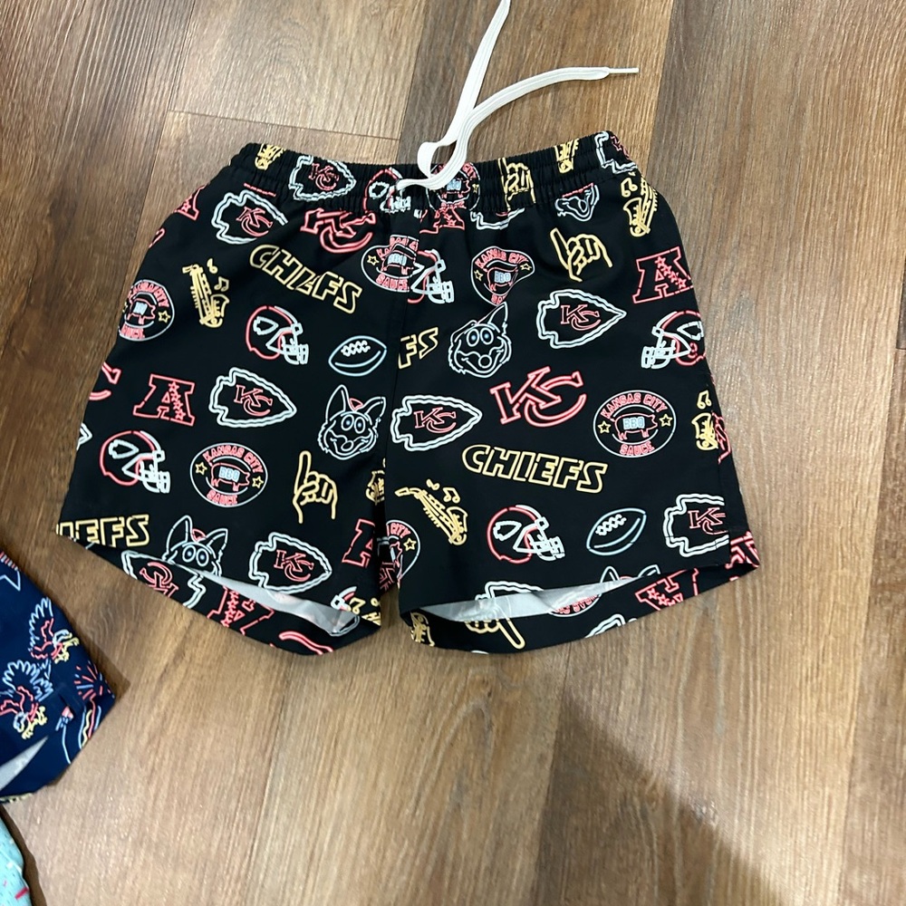 Chubbies Kids NFL Neon Chiefs Logo Swim Trunks